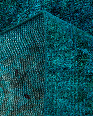 Contemporary Hand-Knotted Overdyed Blue Square Area Rug 4' 0" x 4' 2"