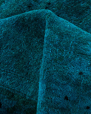 Contemporary Hand-Knotted Overdyed Blue Square Area Rug 4' 0" x 4' 2"