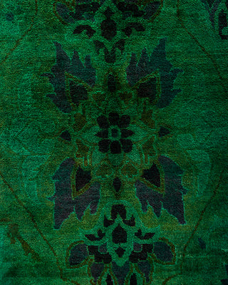 Contemporary Overyed Wool Hand Knotted Green Area Rug 10' 0" x 14' 1"