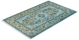 Modern Overdyed Hand Knotted Wool Blue Area Rug 2' 9" x 4' 3"