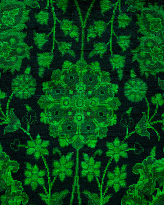 Contemporary Hand Knotted Overdyed Green Runner 3' 0" x 8' 1"