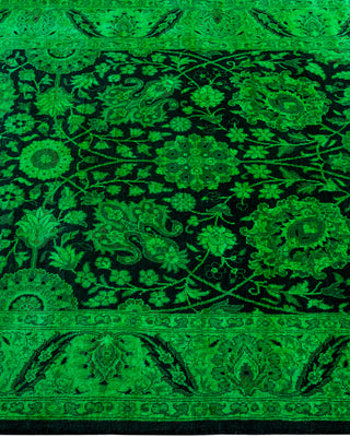 Contemporary Hand Knotted Overdyed Green Runner 3' 0" x 8' 1"