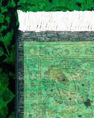Contemporary Hand Knotted Overdyed Green Runner 3' 0" x 8' 1"