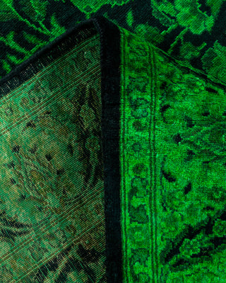 Contemporary Hand Knotted Overdyed Green Runner 3' 0" x 8' 1"