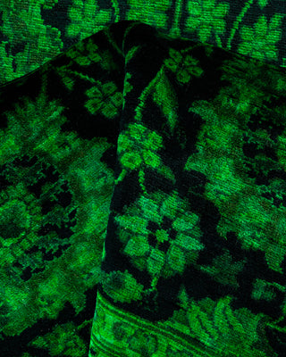 Contemporary Hand Knotted Overdyed Green Runner 3' 0" x 8' 1"