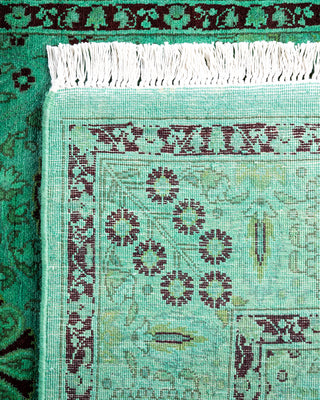 Contemporary Hand-Knotted Overdyed Green Runner 3' 0" x 12' 4"