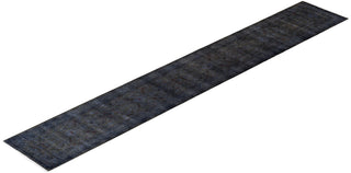 Contemporary Hand-Knotted Overdyed Gray Runner 2' 8" x 18' 10"