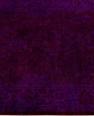 Contemporary Overdyed Wool Hand Knotted Purple Runner 2' 7" x 18' 3"