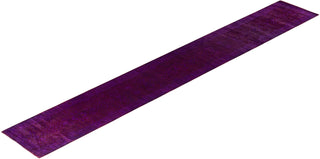 Contemporary Overdyed Wool Hand Knotted Purple Runner 2' 7" x 18' 3"