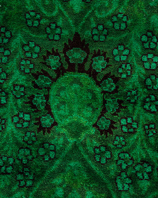 Contemporary Hand-Knotted Overdyed Green Area Rug 9' 1" x 18' 1"