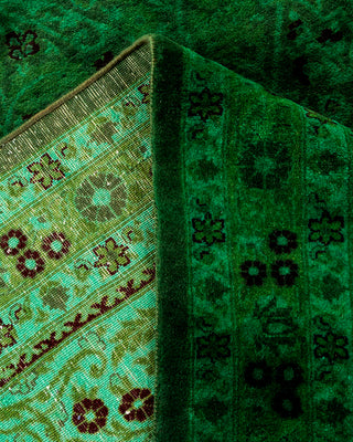 Contemporary Hand-Knotted Overdyed Green Area Rug 9' 1" x 18' 1"