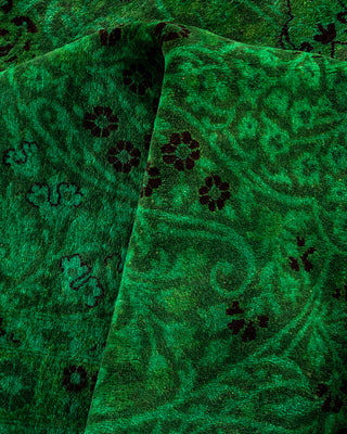 Contemporary Hand-Knotted Overdyed Green Area Rug 9' 1" x 18' 1"