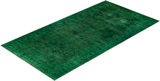 Modern Overdyed Hand Knotted Wool Green Area Rug 9' 1" x 18' 1"