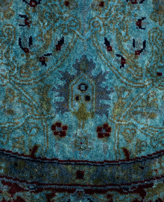 Contemporary Overdyed Wool Hand Knotted Green Round Area Rug 3' 1" x 3' 1"