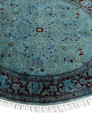 Contemporary Overdyed Wool Hand Knotted Green Round Area Rug 3' 1" x 3' 1"