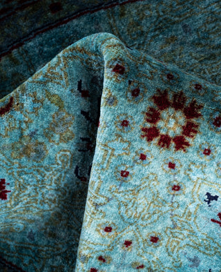 Contemporary Overdyed Wool Hand Knotted Green Round Area Rug 3' 1" x 3' 1"