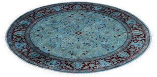 Contemporary Overdyed Wool Hand Knotted Green Round Area Rug 3' 1" x 3' 1"
