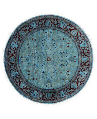 Contemporary Overdyed Wool Hand Knotted Green Round Area Rug 3' 1" x 3' 1"