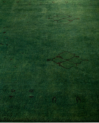 Contemporary Overdyed Wool Hand Knotted Green Area Rug 6' 2" x 9' 4"