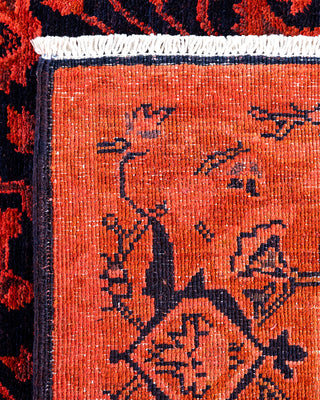 Contemporary Hand-Knotted Overdyed Orange Area Rug 4' 1" x 5' 10"