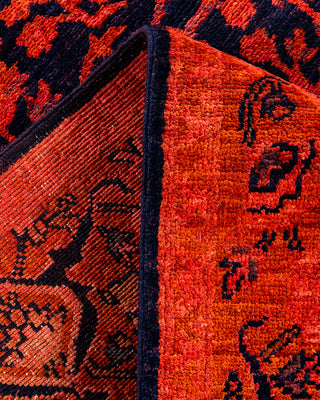 Contemporary Hand-Knotted Overdyed Orange Area Rug 4' 1" x 5' 10"