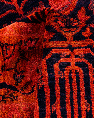 Contemporary Hand-Knotted Overdyed Orange Area Rug 4' 1" x 5' 10"