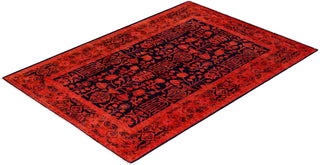 Contemporary Hand-Knotted Overdyed Orange Area Rug 4' 1" x 5' 10"