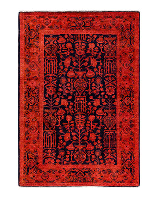 Contemporary Overyed Wool Hand Knotted Orange Area Rug 4' 1" x 5' 10"