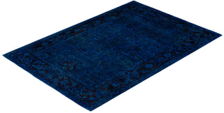 Overdyed One-of-a-Kind Wool Blue Area Rug 4' 1" x 6' 0"
