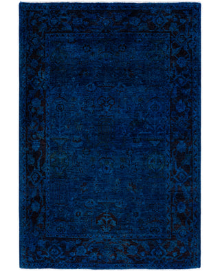 Overdyed One-of-a-Kind Wool Blue Area Rug 4' 1" x 6' 0"