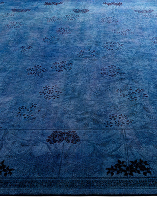 Contemporary Hand-Knotted Overdyed Blue Area Rug 8' 1" x 10' 1"