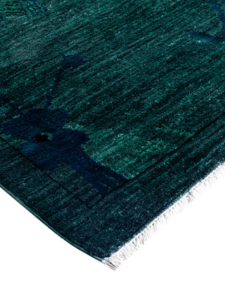 Contemporary Hand-Knotted Overdyed Green Area Rug 9' 2" x 11' 10"