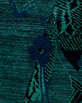 Contemporary Hand-Knotted Overdyed Green Area Rug 9' 2" x 11' 10"