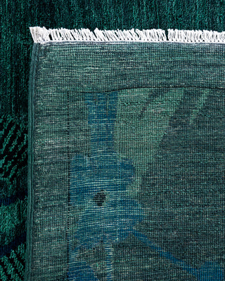 Contemporary Hand-Knotted Overdyed Green Area Rug 9' 2" x 11' 10"