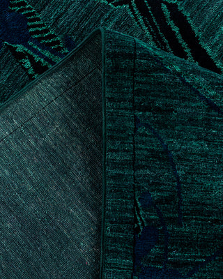 Contemporary Hand-Knotted Overdyed Green Area Rug 9' 2" x 11' 10"