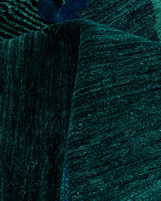 Contemporary Hand-Knotted Overdyed Green Area Rug 9' 2" x 11' 10"