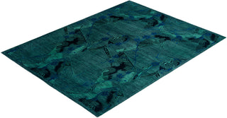 Contemporary Hand-Knotted Overdyed Green Area Rug 9' 2" x 11' 10"