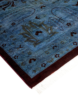 Modern Overdyed Hand Knotted Wool Blue Area Rug 9' 2" x 12' 4"