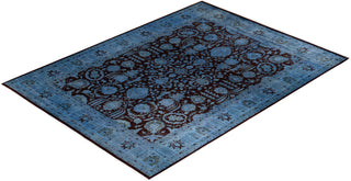 Modern Overdyed Hand Knotted Wool Blue Area Rug 9' 2" x 12' 4"