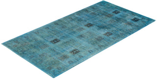 Fine Vibrance, One-of-a-Kind Hand-Knotted Runner Rug  - Blue, 6' 2" x 11' 8"