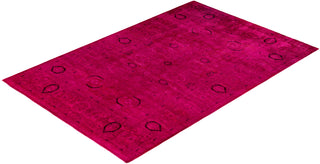 Contemporary Overdyed Wool Hand Knotted Purple Area Rug 6' 1" x 9' 1"