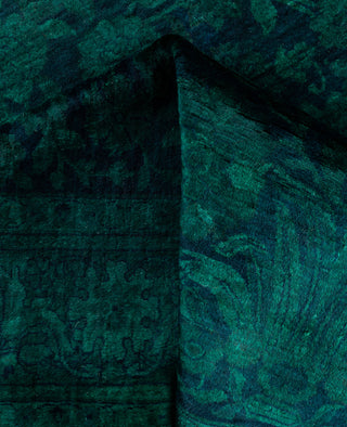 Overdyed One-of-a-Kind Wool Green Area Rug 4' 2" x 6' 3"