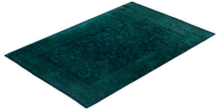 Overdyed One-of-a-Kind Wool Green Area Rug 4' 2" x 6' 3"