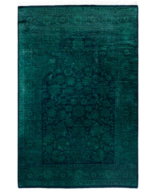 Overdyed One-of-a-Kind Wool Green Area Rug 4' 2" x 6' 3"