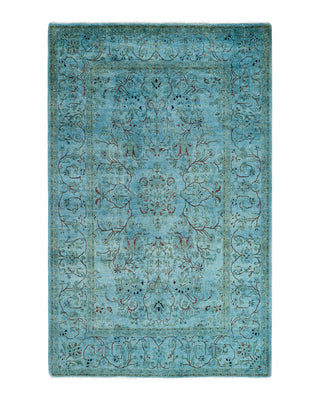 Contemporary Overyed Wool Hand Knotted Gray Area Rug 4' 1" x 6' 5"