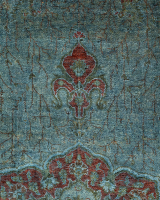 Modern Overdyed Hand Knotted Wool Blue Area Rug 4' 2" x 6' 0"