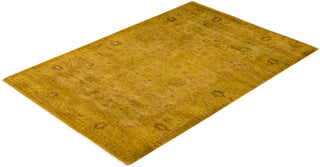Overdyed Hand-Knotted Wool Modern-Contemporary Gold Area Rug 4' 2" x 6' 2"