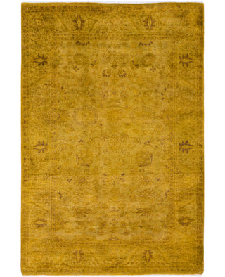 Overdyed Hand-Knotted Wool Modern-Contemporary Gold Area Rug 4' 2" x 6' 2"