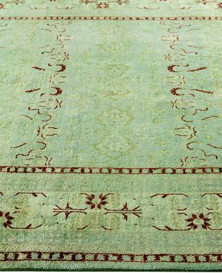 Overdyed Hand-Knotted Wool Modern-Contemporary Green Area Rug 4' 9" x 7' 8"