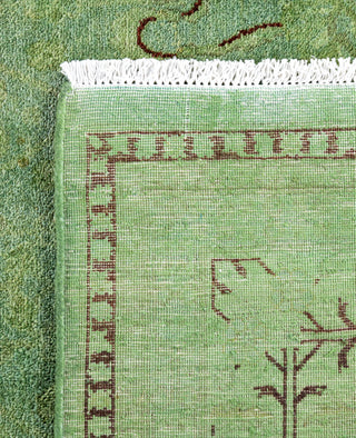 Overdyed Hand-Knotted Wool Modern-Contemporary Green Area Rug 4' 9" x 7' 8"